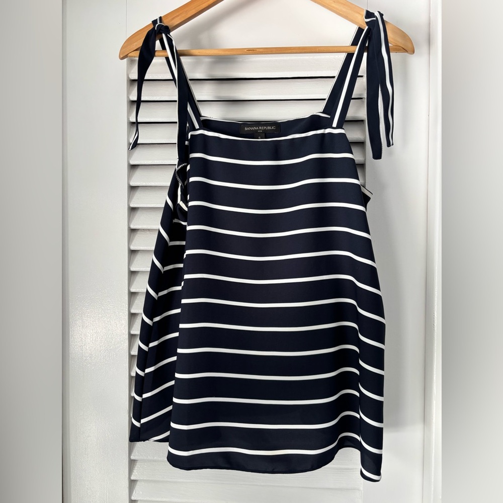 Banana Republic Navy & White Striped Tank